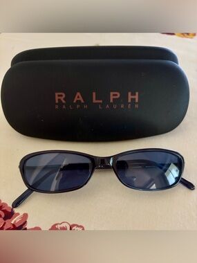 Ralph Lauren Narrow Rectangular Sunglasses in Dark Blue